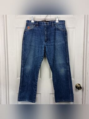 Wrangler FR Jeans 35x27 Mens Blue Denim Flame Resistant Straight Leg Work Pants
